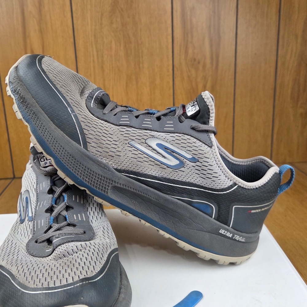 Skechers GOrun Pulse Trail Mens Grey Blue Running Shoes 220149 GYCC Size 13